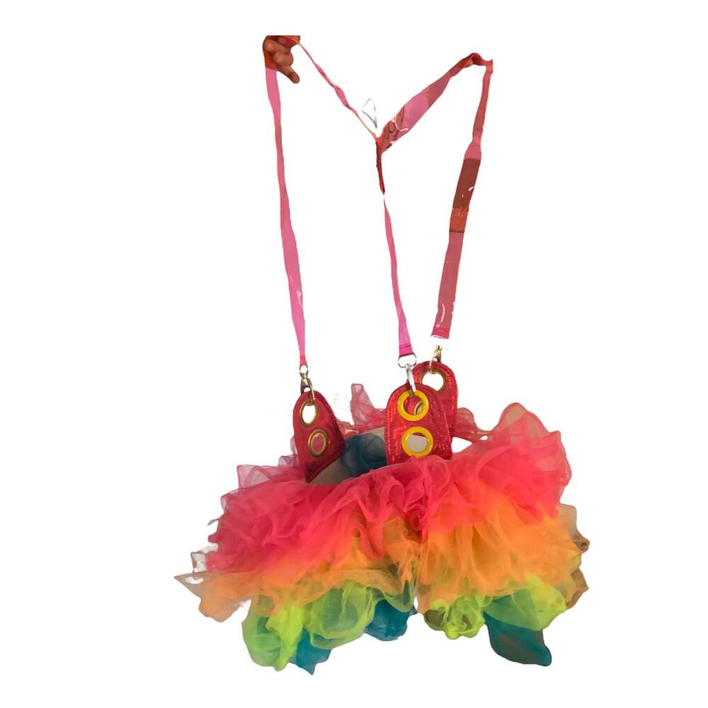 Neon multicolor suspended skirt tutu tulle rave dancer size small medium